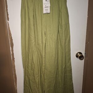 Green Wide-Leg Pants‎